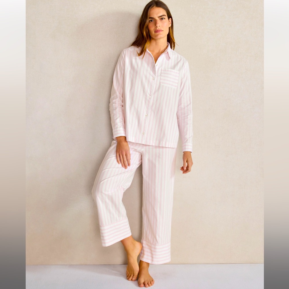 NWT Organic cotton flannel Haven Well Within pajamas, XS, pink and white.